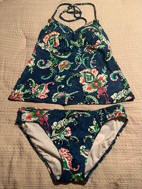 Ralph Lauren Navy Floral Paisley Tankini Bikini Set